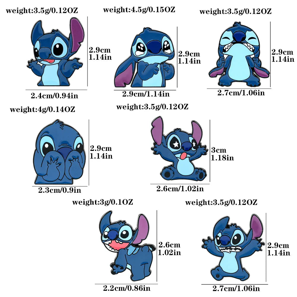 7 Pcs Lilo & Stitch Enamel Pins Set | Creative Stitch Brooches for Backpacks, Clothing & Accessories