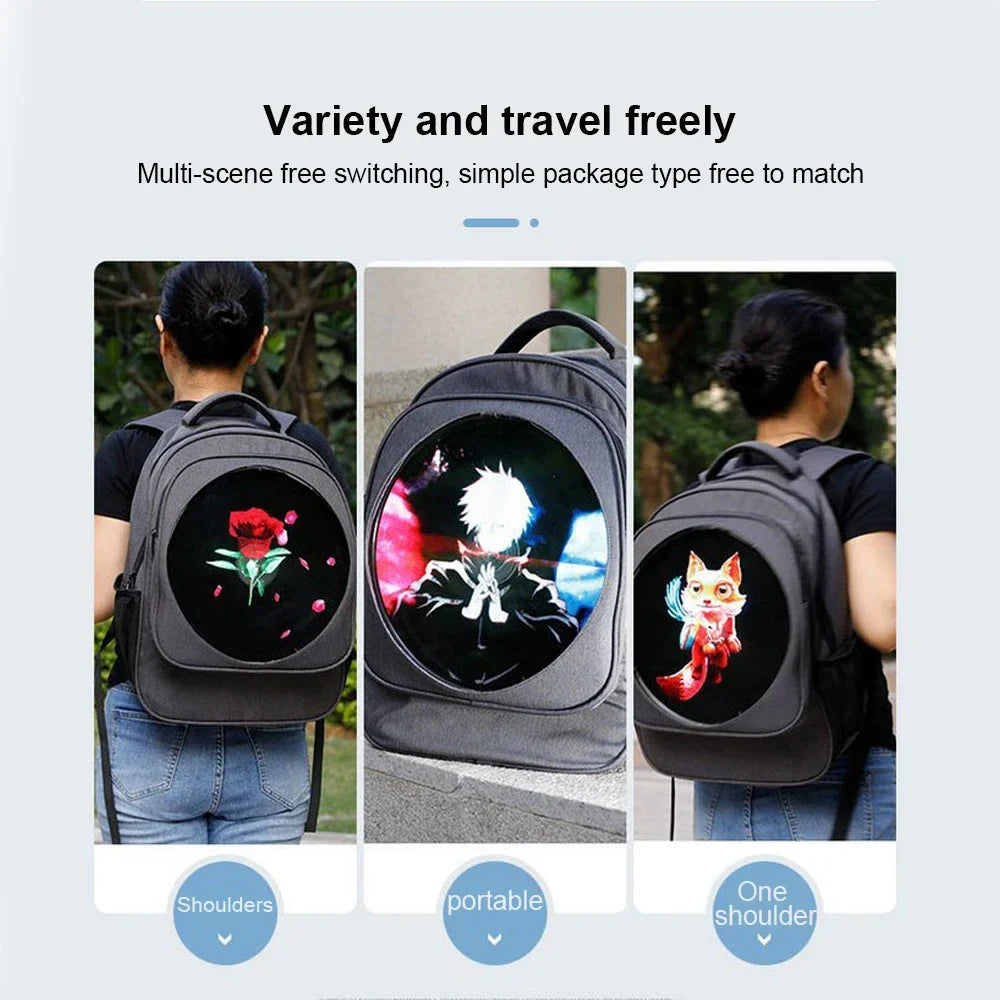 3D Hologram Projector Backpack - Portable LED Advertising Display with Holographic Fan & Outdoor Use