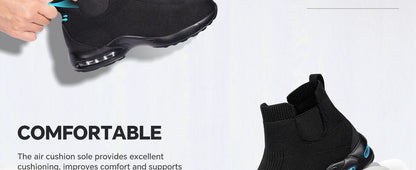 LARNMERN Steel Toe Water Resistant Work Boots for Men & Women Non-Slip Safety Sneakers Slip-On with Air Cushion