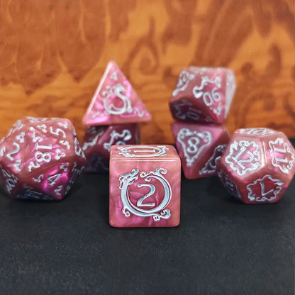 DND 7-Piece Dragon Pattern Polyhedral Dice Set – Role-Playing D&D TRPG Board Game Accessories