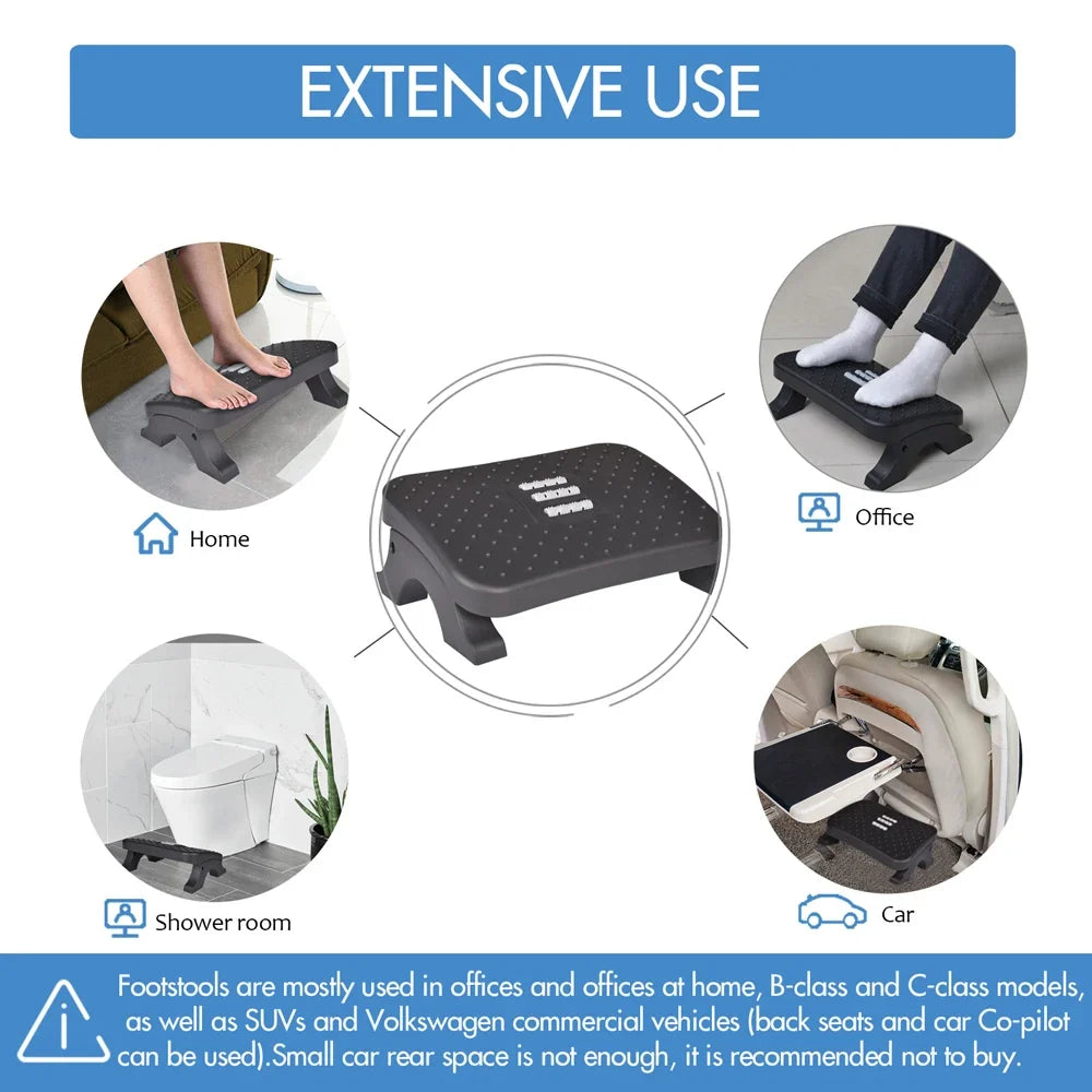 Ergonomic Under Desk Footrest - Adjustable Foot Stool with Massage Rollers for Home Office Leg Comfort and Pain Relief