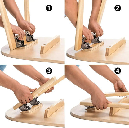 4Pcs Foldable Support Brackets – Self-Locking Folding Hinges with Screws for Table and Bed Legs