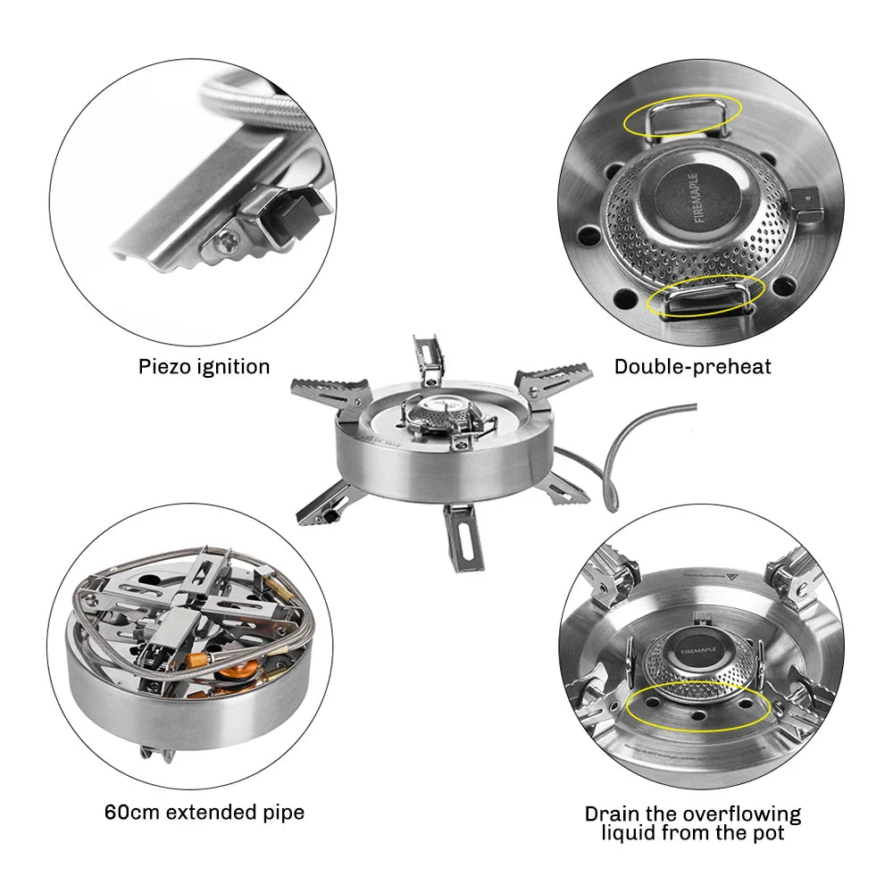 Fire Maple Saturn Split Gas Burner – Foldable Double-Preheater Outdoor Camping Stove 4400W–11000W High Power