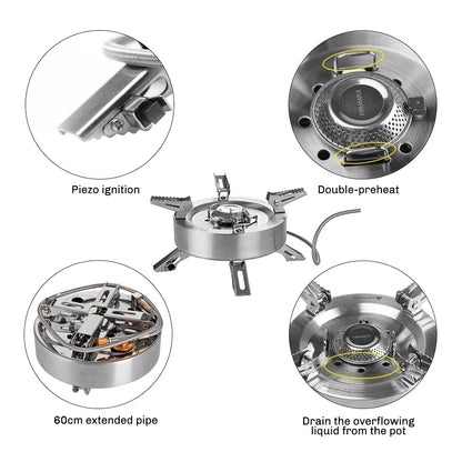 Fire Maple Saturn Split Gas Burner – Foldable Double-Preheater Outdoor Camping Stove 4400W–11000W High Power