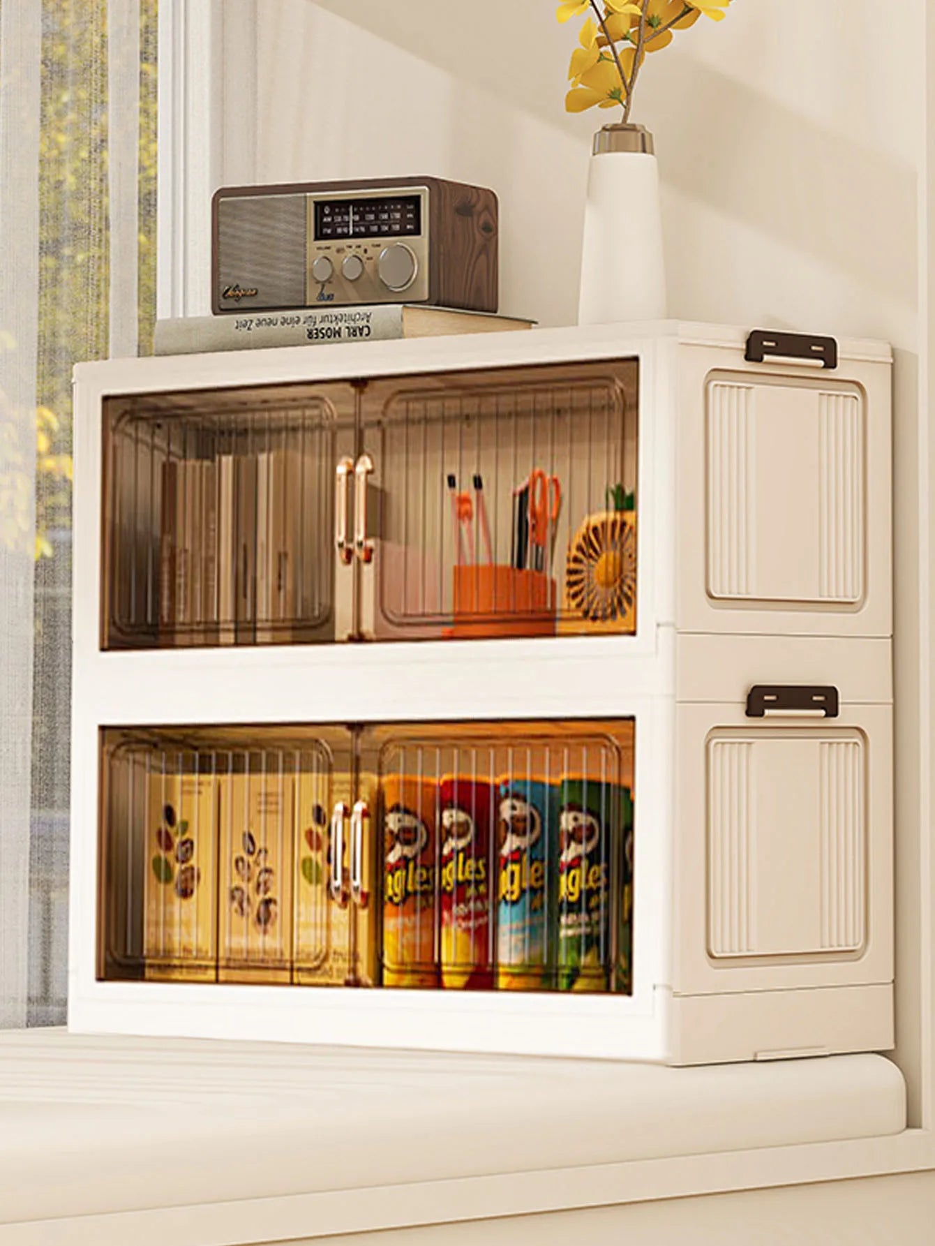Installation-Free Foldable Storage Cabinet – Plastic Organizer for Kids’ Clothes & Snacks