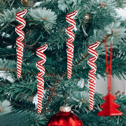4PCS Christmas Candy Stick Decorations – Hanging Plastic Lollipops for Tree Ornaments & Holiday Decor
