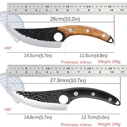 Handmade Forged Kitchen Knife Set – Professional Butcher, Boning, Cleaver, and Vegetable Knives for Household and Chef Use