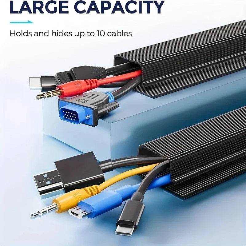 Under Desk Cable Management Tray – No-Drill Channel Raceway Cord Hider for Organized Workspace