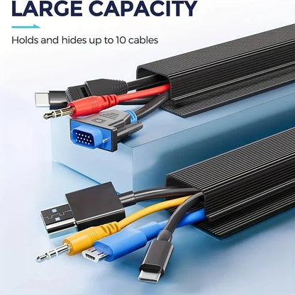Under Desk Cable Management Tray – No-Drill Channel Raceway Cord Hider for Organized Workspace