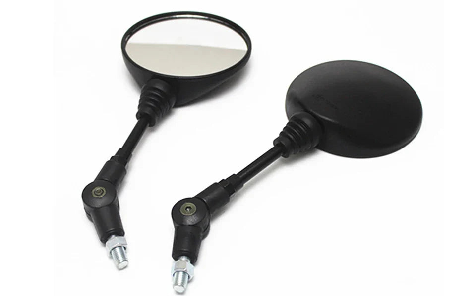 10mm Black Aluminum Motorcycle Side Mirror — Universal 360° Adjustable, Foldable, Anti-Fall Rearview Mirror