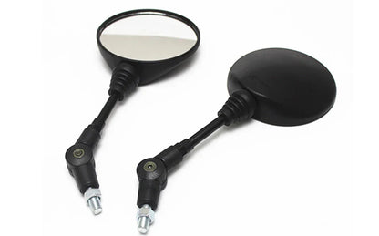 10mm Black Aluminum Motorcycle Side Mirror — Universal 360° Adjustable, Foldable, Anti-Fall Rearview Mirror