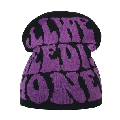 Y2K Letter Knitted Beanie Cap – Unisex Winter Autumn Warm Ski Skullcap, Hip Hop Streetwear Ear Cover Hat for Men & Women