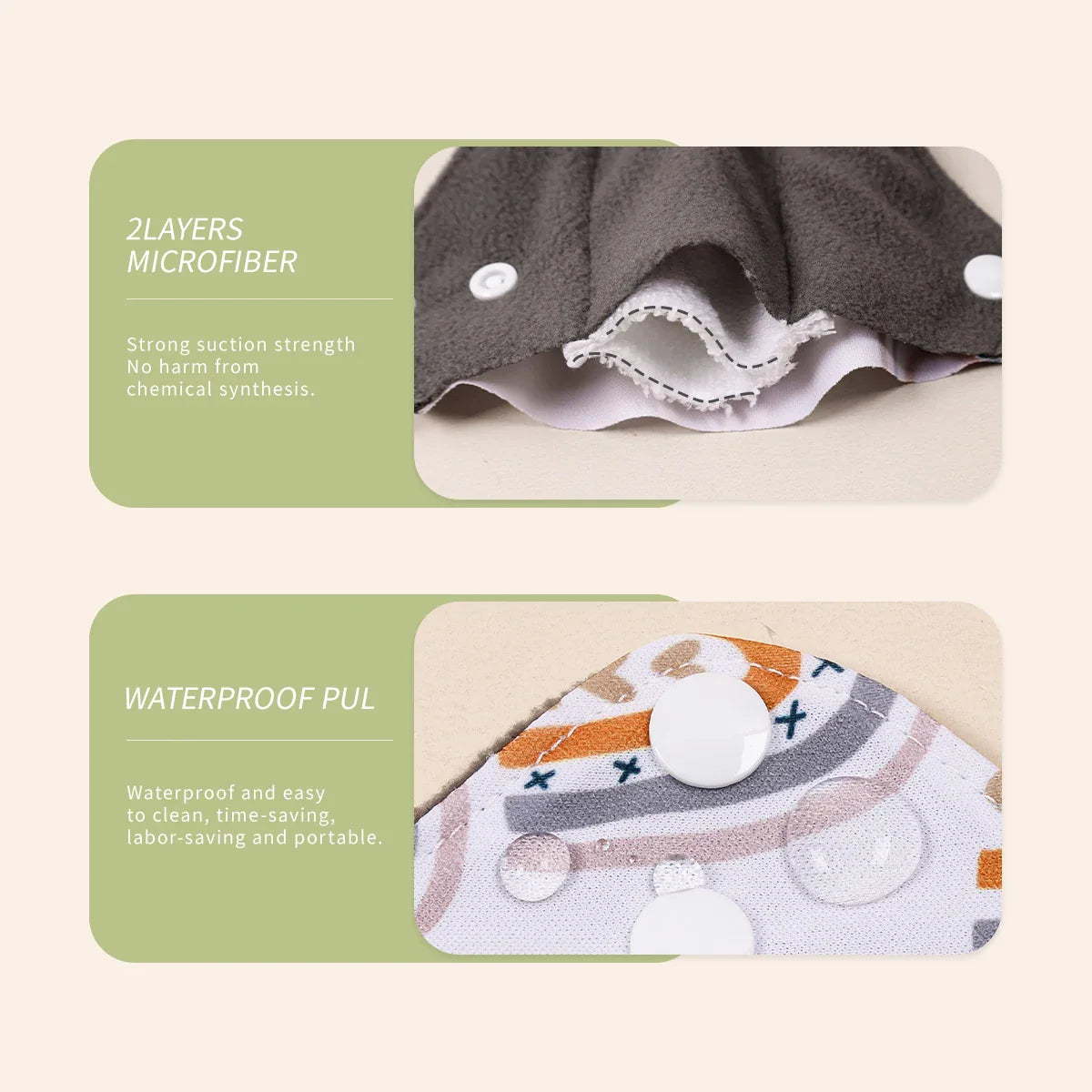 L Size 10pcs/set Bamboo Charcoal Menstrual Pads - Absorbent, Waterproof, Washable, and Reusable Sanitary Pads in Random Colors