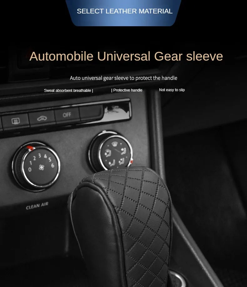 High-Quality Universal PU Leather Gear Shift Cover — Non-Slip, Wear-Resistant for Automatic Cars