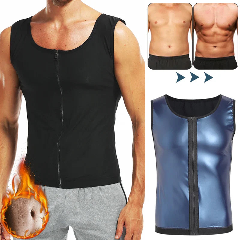 Men’s Abdomen Reducer Body Shaper Vest – Sweat Sauna Waist Trainer for Belly Slimming & Fat Burning Fitness