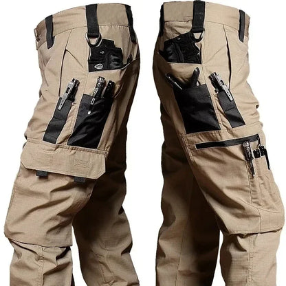 Men's Tactical Cargo Work Pants - Waterproof Multi-Pocket Outdoor Hiking Trousers for Spring & Autumn