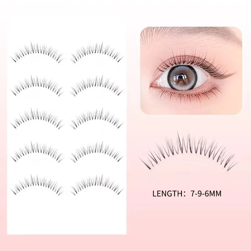 5 Pairs Manga False Eyelashes – Wispy Soft Cluster Lashes Natural Thick Clear Band Korean Anime Style Makeup Lashes