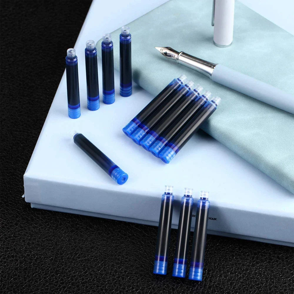 50/100pcs Fountain Pen Ink Cartridges – Black, Blue & Red Refill Set (2.6/3.4mm Bore) High-Quality