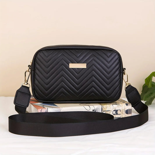 Minimalist Quilted Mini Crossbody Bag - Trendy PU Shoulder Bag, Women’s Casual Handbag and Mobile Phone Wallet