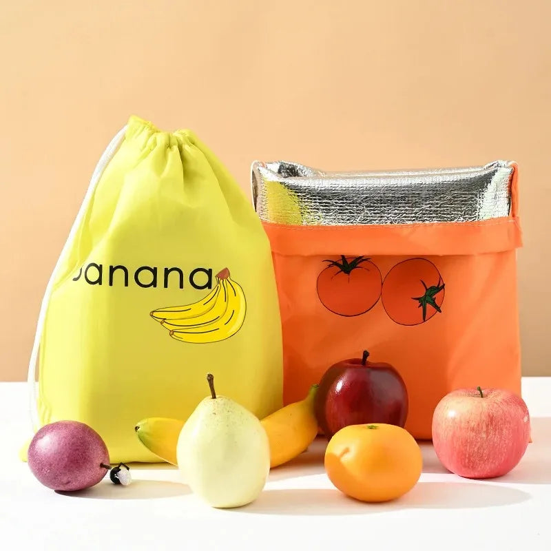 Insulated Fresh Keeper Bag - Reusable Vegetable Storage Organizer with Drawstring Closure for Bananas, Lettuce and Produce