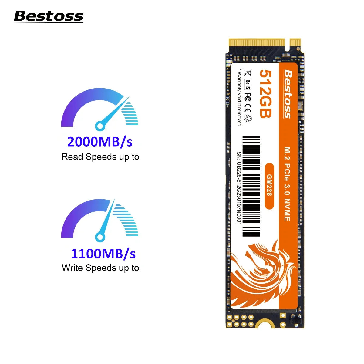 Bestoss NVMe M.2 SSD – 256GB, 1TB Internal Solid State Drive for Notebook, Gaming PC, Laptop