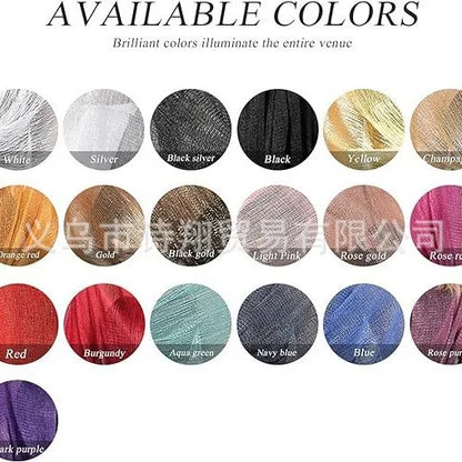 Gold & Silver Thread Tassel Scarf – Elegant Beach, Wedding & Party Fashion Shawl Accessory SJ15