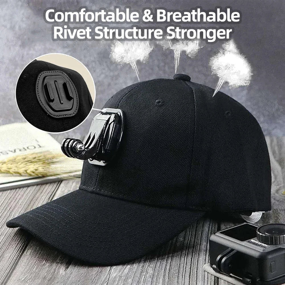 GoPro Baseball Cap Base Mount with J-Hook – Compatible with GoPro Hero 10-13, DJI Action 3-4 & Insta360 X3-X4 Accessories