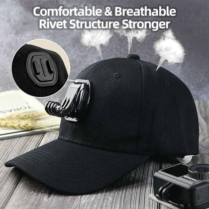 GoPro Baseball Cap Base Mount with J-Hook – Compatible with GoPro Hero 10-13, DJI Action 3-4 & Insta360 X3-X4 Accessories