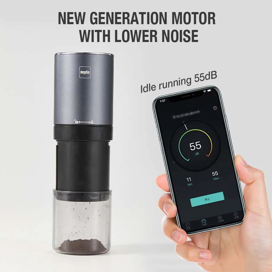 USB Rechargeable Stainless Steel Coffee Bean Grinder - Italian Hand Pour Small Grinder with Precision Grinding Core