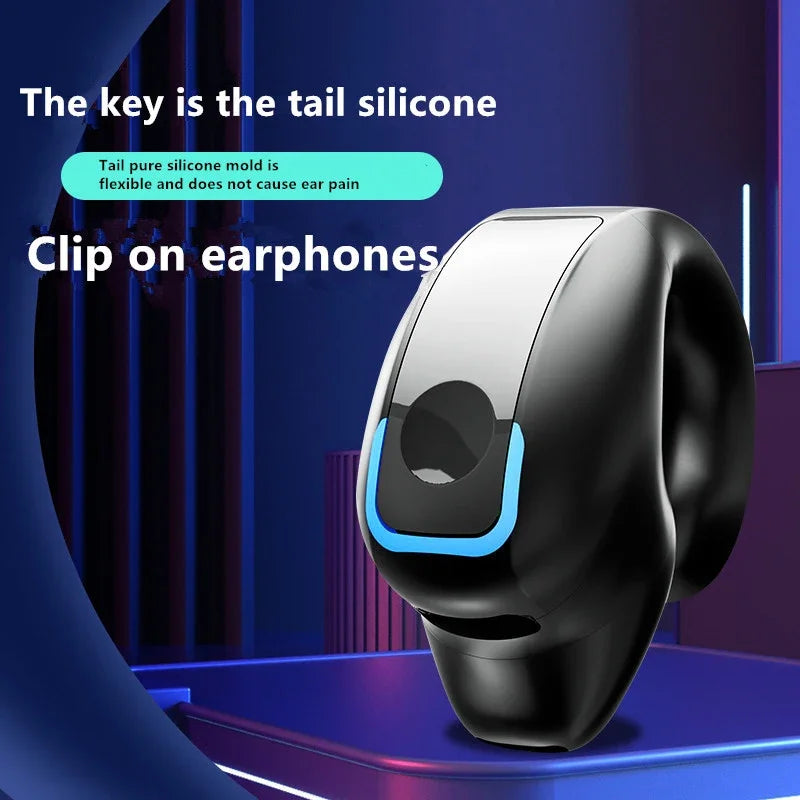 Ear Clip Wireless Bluetooth Earphones – Bone Conduction TWS Sport Headset with Mic, Noise Cancelling & High-Quality Sound for Active Use