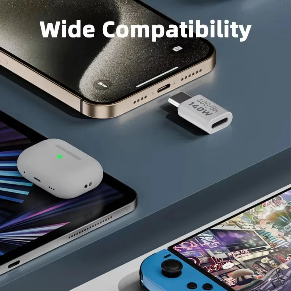 NNBILI 140W 40Gbps OTG Type-C Adapter – 90° USB-C to USB-C Fast Charging & Data Transfer for iPhone 15 & MacBook