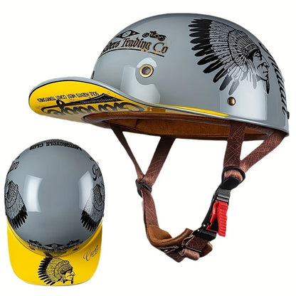 Retro Motorcycle Helmet for Men – Half Face Moto Helmet with Baseball Cap Design, DOT Certified Cycling Capacete De Moto