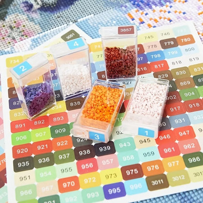 Colorful Diamond Painting Kit – DMC Chart with Square Stickers, Cross Stitch Labels & Letter Stickers for Mosaic Art