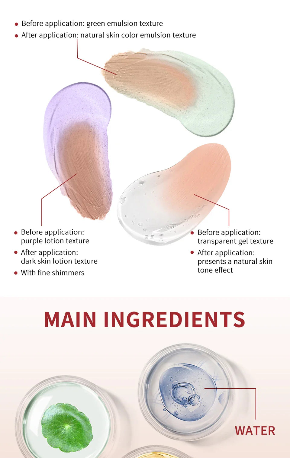 3Pcs/Set CC Cream Centella – Korean Color-Changing Liquid Foundation, Face Base Makeup & Foundation Cream