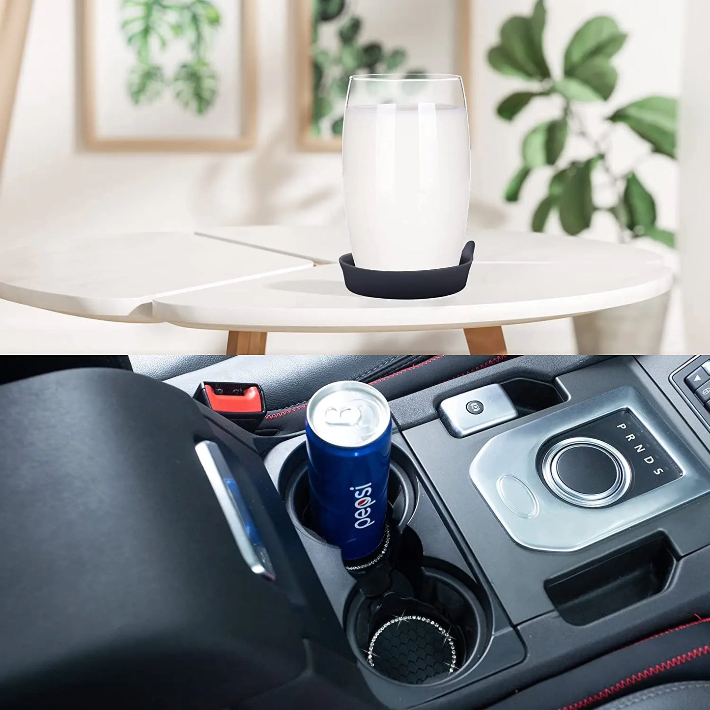 2PCS Bling Crystal Rhinestone Car Cup Coaster - Universal Non-Slip Cup Holders - Interior Car Accessories