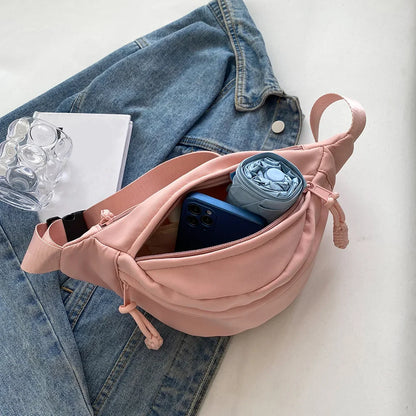Women's Canvas Chest Bag - Sling Crossbody Waist Pack for Running, Casual Sport Half Moon Belt Bag