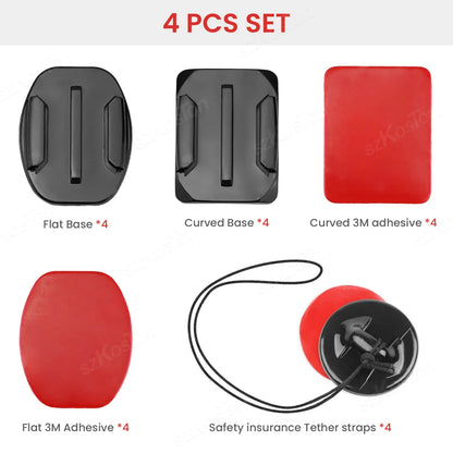 Universal Helmet Adhesive Mount Kit – Flat & Curved Sticky Mounts for GoPro 8–13, Insta360, DJI Osmo Action, AKASO & SJCAM
