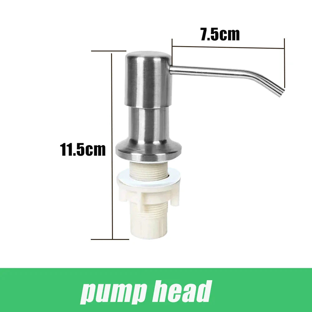 304 Stainless Steel Kitchen Sink Soap Dispenser — Extension Tube & Pump Head for 350/500ml Dish Soap Bottles