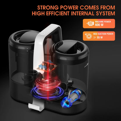 Mamnv Spot Cleaner - 600/450W Handheld Carpet Cleaner with 15/11KPa Suction, Integrated Spray Suction Machine for Sofas & Curtains