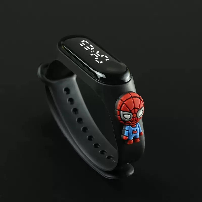 Kids’ Fashion Mickey & Spiderman Watch — Girls’ Electronic LED Sports Bracelet, Touch Screen Waterproof Kids Watch