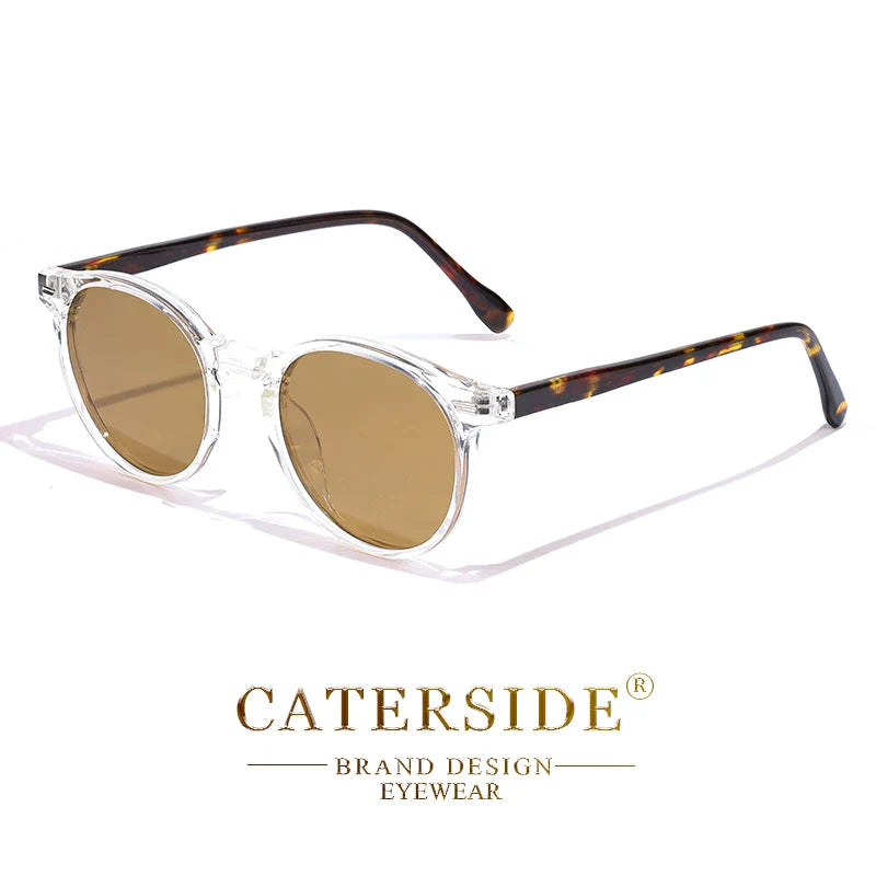 CATERSIDE Retro Polarized Round Sunglasses — TR90 & Acetate Vintage Shades for Men & Women, Punk Style Driving & Travel Sun Glasses