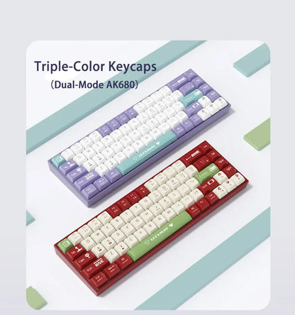 AJAZZ AK680 Mechanical Keyboard – 68 Key Wired/Wireless Bluetooth Gamer Keyboard with Hot-Swap Custom Gasket for PC and Laptop
