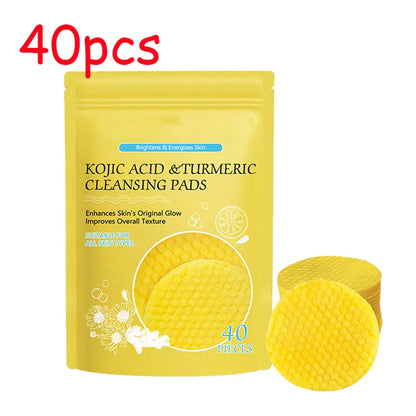 40-120pcs Turmeric and Kojic Acid Cleansing Pads - Exfoliating Facial Sponges for Deep Cleansing and Washing