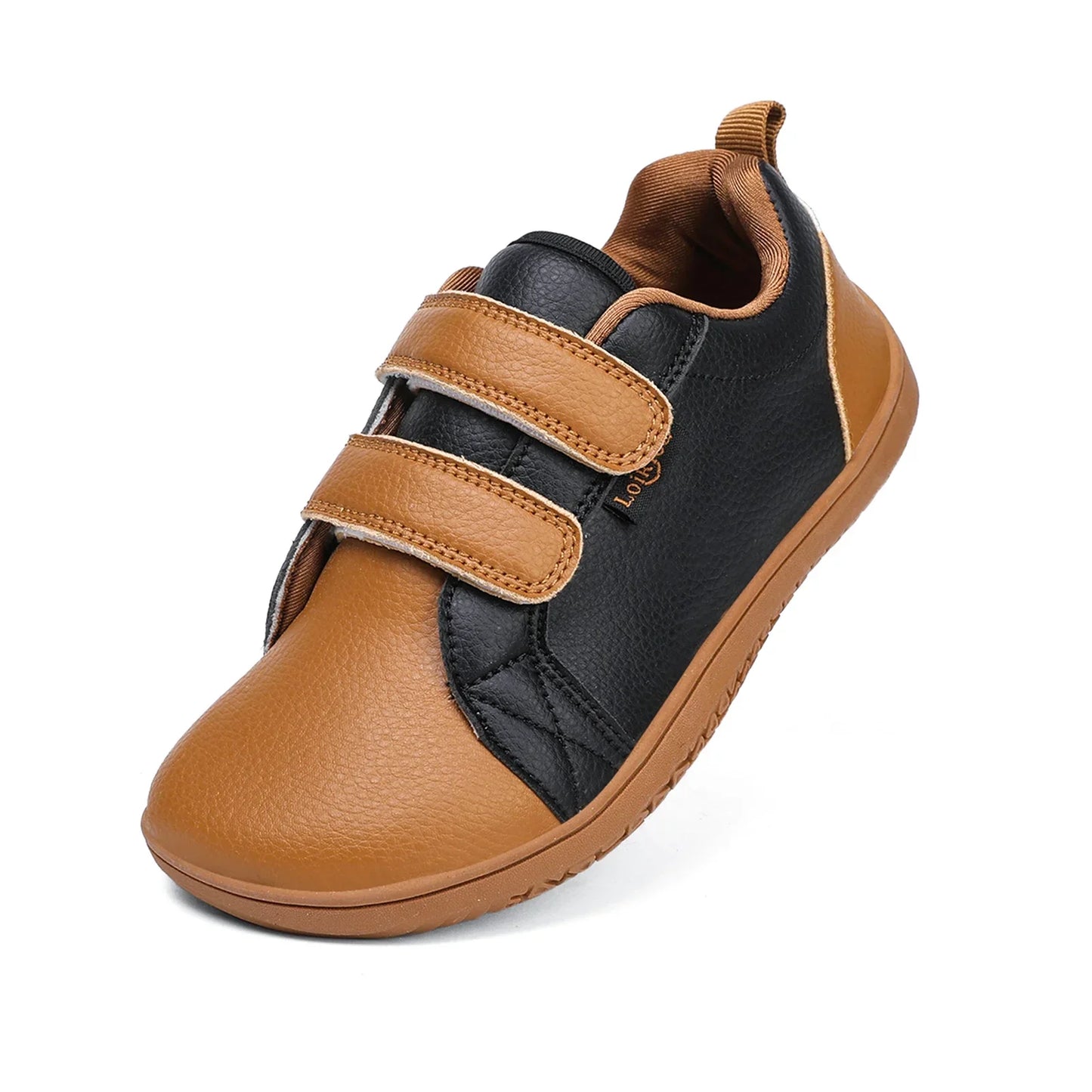 Kids Barefoot Shoes – Wide Toe Minimalist Sneakers for Boys & Girls, Lightweight Artificial Leather Walking Flats with Hook & Loop Closure