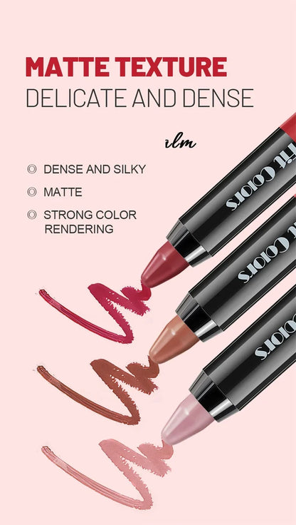 8-Color Velvet Matte Lipstick Pencil – Waterproof, Long-Lasting Sexy Red Lip Tint Non-Stick Makeup Pen