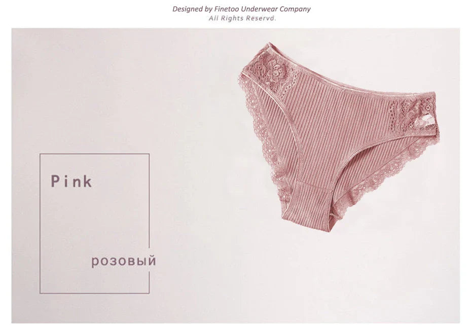 Floral Lace Cotton Women’s Panties - Comfortable Briefs, Solid Color Underwear, 3PCS/Set, Sizes M-XXL