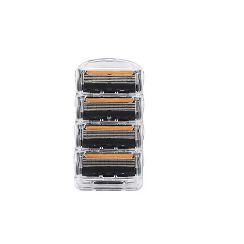Men’s Vintage Fusion Safety Razor – Manual Shaver with Replacement Blade Cartridges for Face Hair Removal