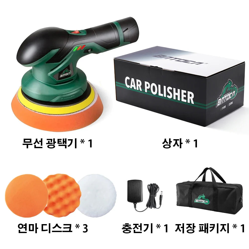 BATOCA 12V Cordless Dual Action Car Polisher — Wireless Electric Polishing Machine with Adjustable Power Tools