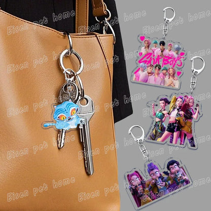 Kpop Demon Hunters Huntrix Saja Boys Keychain Bag Charm Rumi Zoey Jinu Ramen Keyring Fans Gift