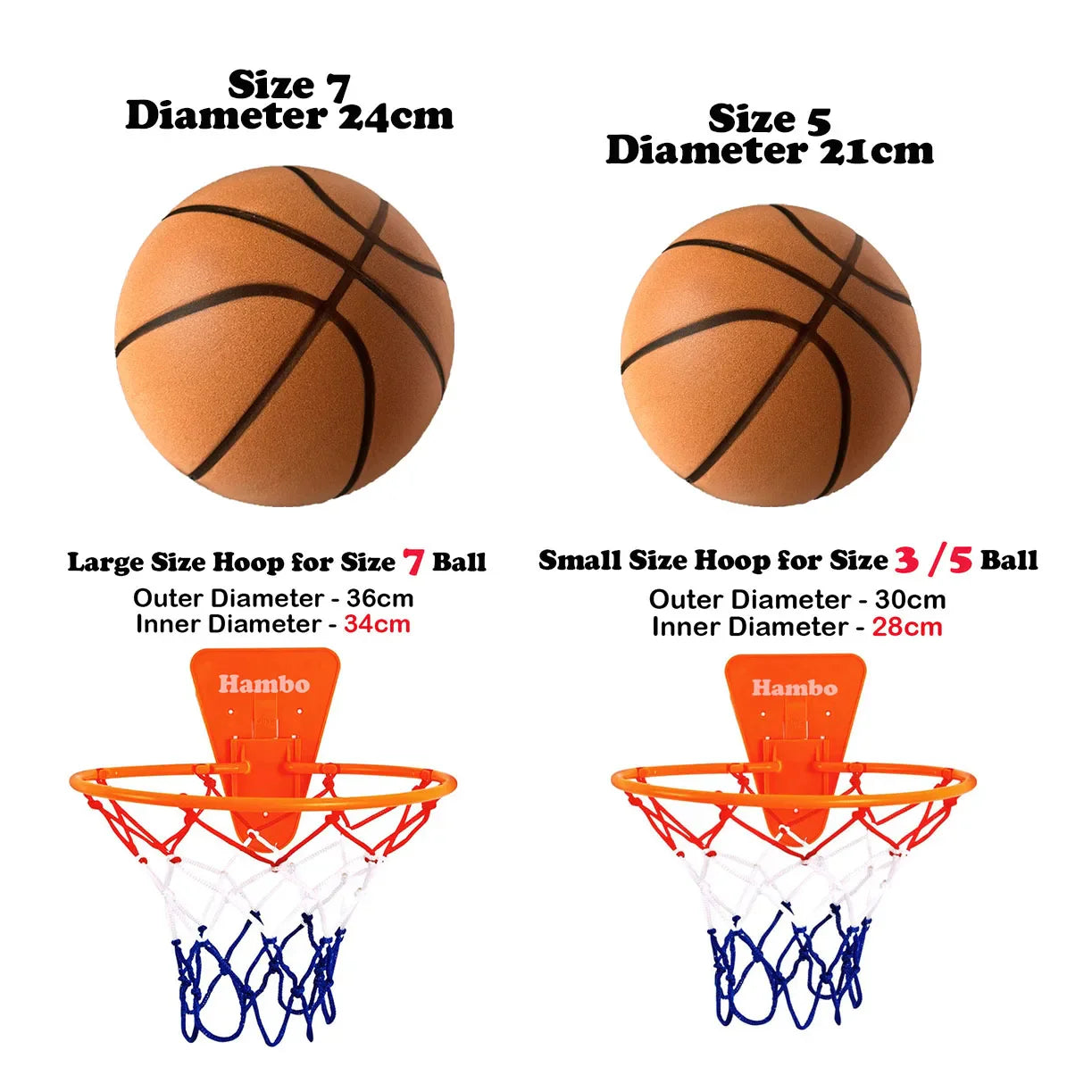 Silent Indoor Basketball – Airless Foam Dribbling Ball, Size 7/6/5 with Grooved Quiet Training Design